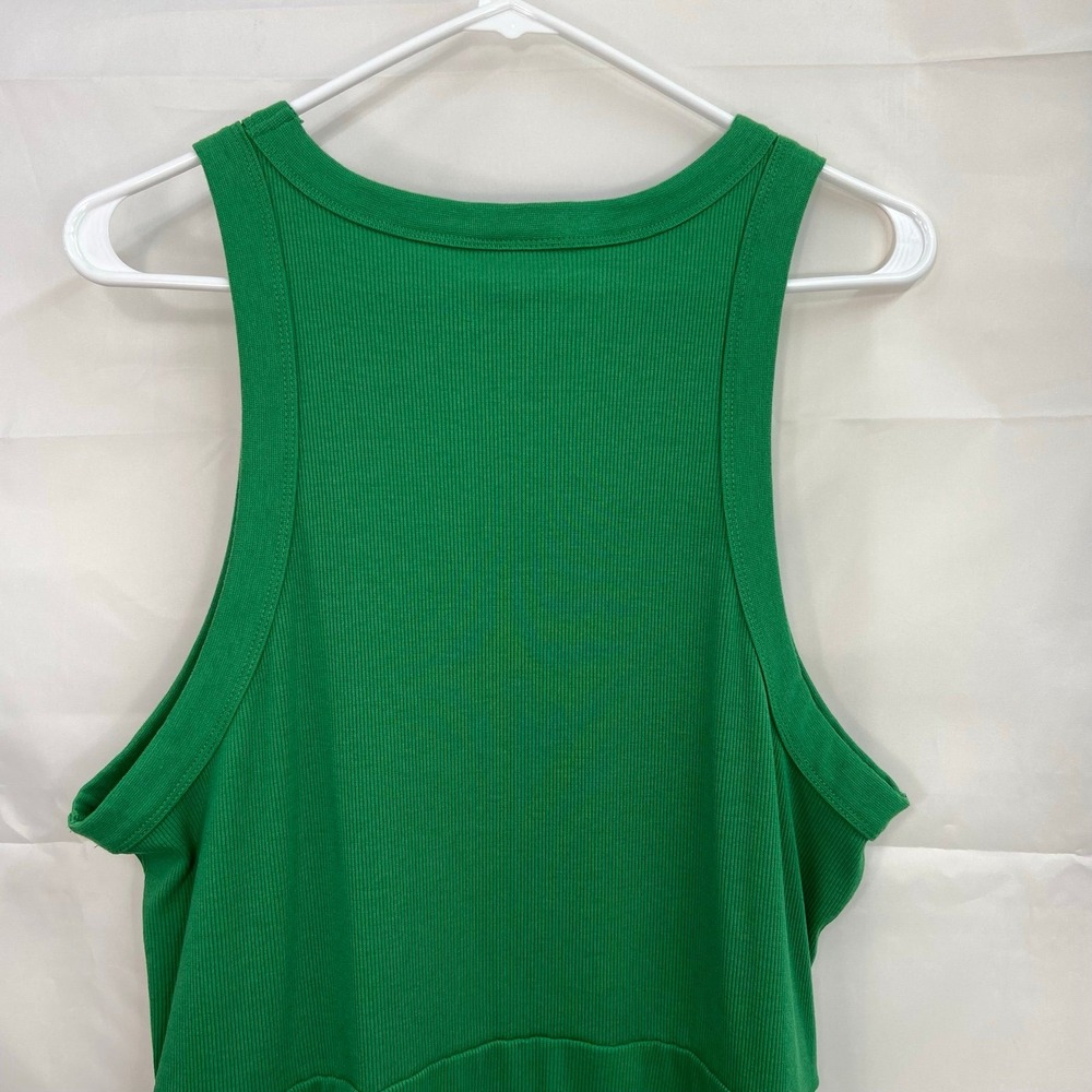 Who What Wear women's green high neck sleeveless ribbed flowy midi stretch dress - Picture 8 of 9